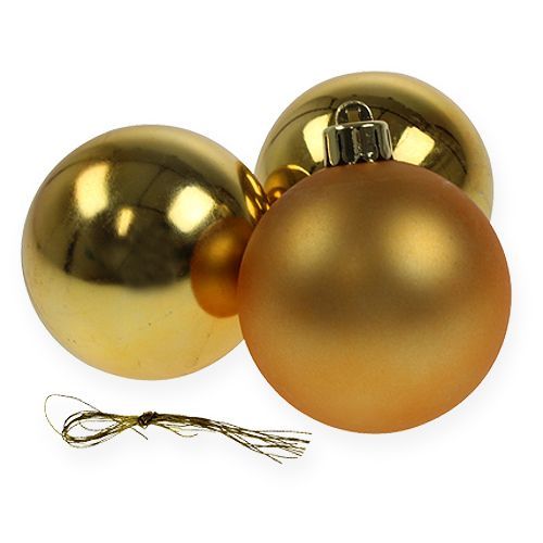 Floristik24 Weihnachtskugel Plastik Gold 6cm 12St