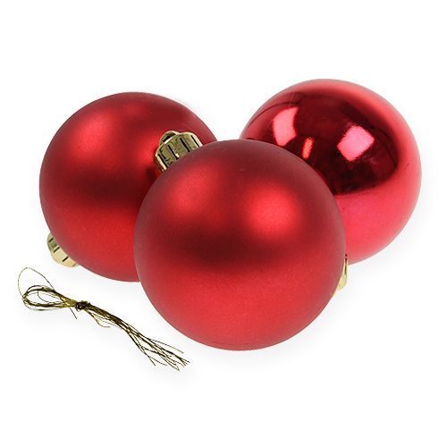 Floristik24 Weihnachtskugel Plastik Rot Ø6cm 12St