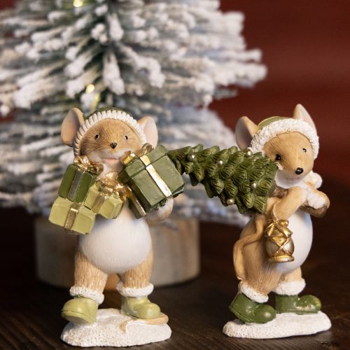 Artikel Weihnachtsmäuse Dekofiguren handbemalt 2er Set Polyresin