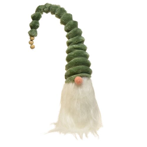 Floristik24 Festlicher Wichtel mit spiralförmigem grünem Hut und weißem Bart 65cm – Skandinavischer Weihnachtszauber für Ihr Zuhause – 2St