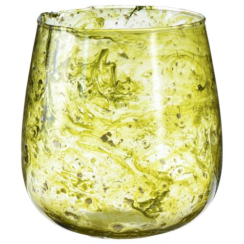 Artikel Windlicht Glas Deko Vintage Gelbgrün Ø12cm H12,5cm
