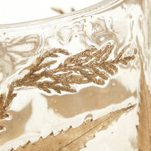 Artikel Windlicht Glas mit goldenen Blättern Ø7,5cm H8,5cm 2St