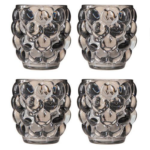 Artikel Windlicht Glas Teelichthalter Grau getönt Ø9cm H9,5cm 4St