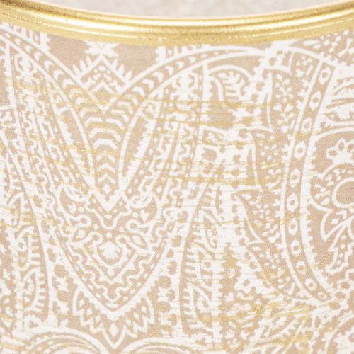 Windlicht Glas Teelichthalter Paisley-Muster Braun Weiß Gold Ø8cm H9cm 2 Stück | Floristik24.at