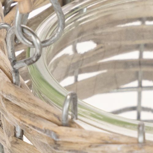 Windlicht Hängedeko Metall, Glas und Weide Ø13 cm, H12 cm, 2 Stück | Floristik24.at