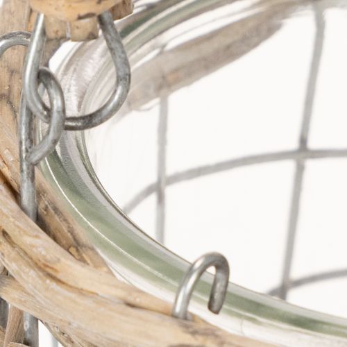 Windlicht zum Hängen aus Glas, Metall und Weide Ø14,5cm im 2er-Set | Floristik24.at