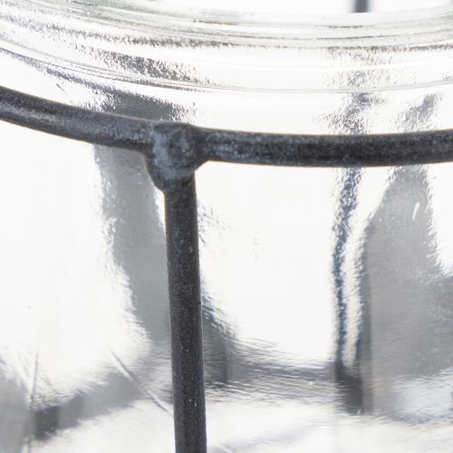 Windlicht Laterne Metall mit Glaseinsatz Anthrazit Ø 23 cm H 27 cm | Floristik24.at