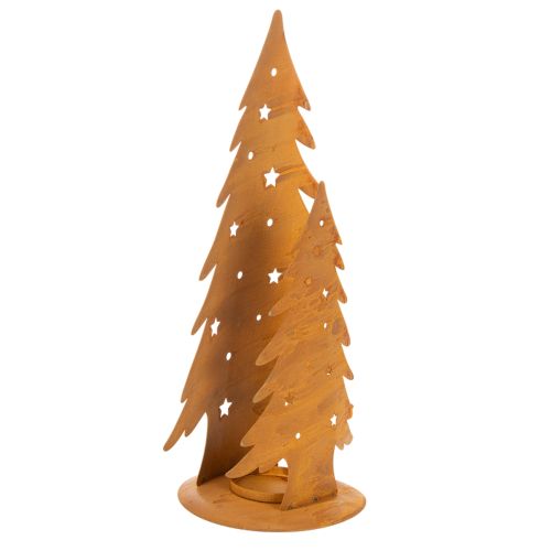 Windlicht aus Metall mit Tannenbaum-Motiv, Edelrost, H46cm B25,5cm, für Weihnachten bestellen | Floristik24.at