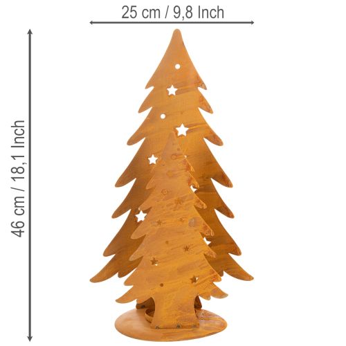 Windlicht aus Metall mit Tannenbaum-Motiv, Edelrost, H46cm B25,5cm, für Weihnachten | Floristik24.at