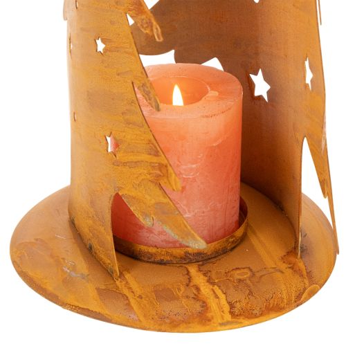 Windlicht aus Metall mit Tannenbaum-Motiv, Edelrost, H46cm B25,5cm, für Weihnachten | Floristik24.at