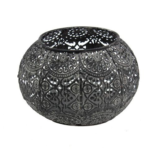 Floristik24 Windlicht Grau orientalisch Ø10,5cm H7,5cm