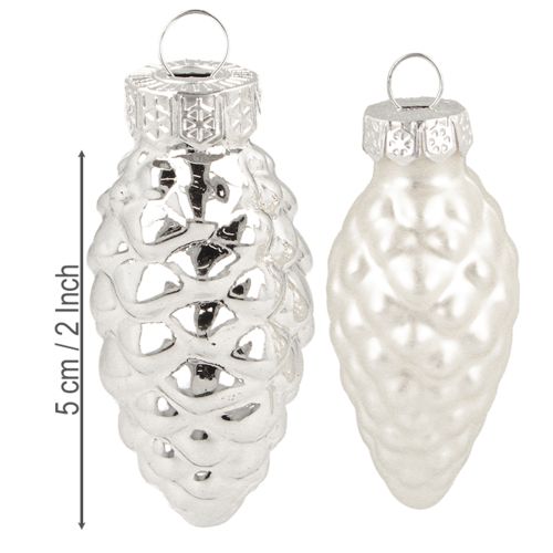 Artikel Zapfenmix aus Glas in Silber 14 Dekozapfen für Weihnachtsbaum