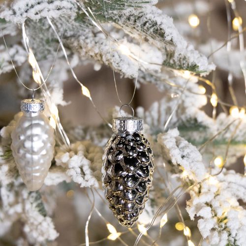 Artikel Zapfenmix aus Glas in Silber 14 Dekozapfen für Weihnachtsbaum