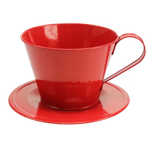 Floristik24 Tasse mit Teller Rot Ø16cm H11cm