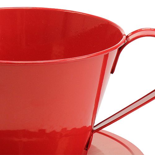 Floristik24 Tasse mit Teller Rot Ø16cm H11cm