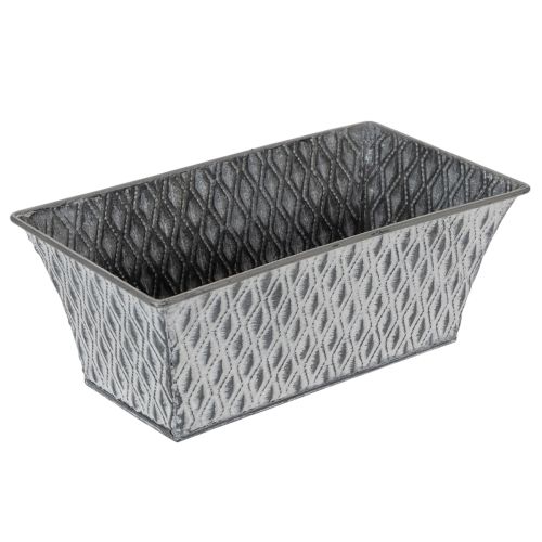 Zinkschale rechteckig mit Rautenmuster 22x12cm Grau für Innen- und Außendekoration