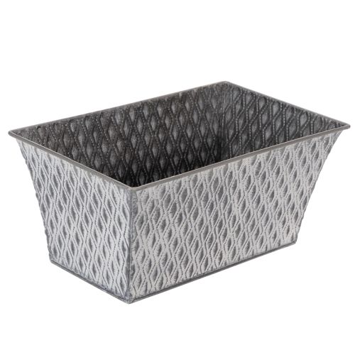 Zinkschale rechteckig mit Rautenmuster 26cm x 15,5cm Grau Metall bestellen | Floristik24.at