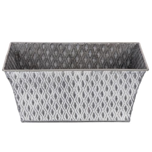 Zinkschale rechteckig mit Rautenmuster 26cm x 15,5cm Grau Metall | Floristik24.at