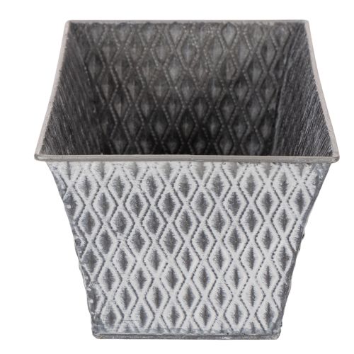 Zinkschale rechteckig mit Rautenmuster 26cm x 15,5cm Grau Metall | Floristik24.at
