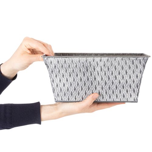 Zinkschale rechteckig mit Rautenmuster 26cm x 15,5cm Grau Metall | Floristik24.at