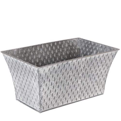 Zinkschale rechteckig mit Rautenmuster grau 30×18×15cm für Innen- und Außendekoration bestellen | Floristik24.at