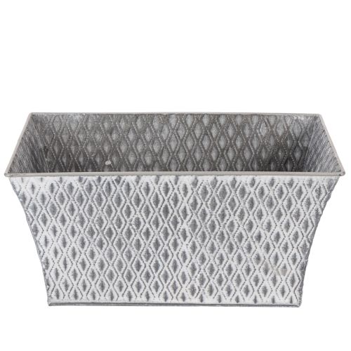 Zinkschale rechteckig mit Rautenmuster grau 30×18×15cm für Innen- und Außendekoration | Floristik24.at