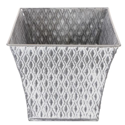 Zinkschale rechteckig mit Rautenmuster grau 30×18×15cm für Innen- und Außendekoration | Floristik24.at