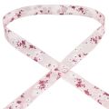 Floristik24 Organzaband Rosa mit Blumen Geschenkband 20mm 20m