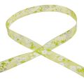 Floristik24 Frühlingsband mit Blüten Geschenkband Grün 20mm 20m