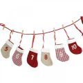 Floristik24 Adventskalender zum Befüllen Weihnachtskalender Socken Rot 2m