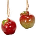Floristik24 Herbstdeko Äpfel Keramik 5cm rot-grün zum Hängen 4er Set