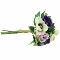 Floristik24 Strauß mit Anemonen und Rosen Violett, Creme 30cm