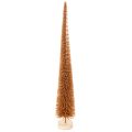 Floristik24 Deko-Tannenbaum künstlich schlank mit Holzfuß 40cm Senfgelb 3er-Set