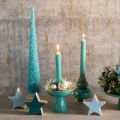 Tannenbaum Kunstbaum mit Draht und Holzfuß 40cm Türkis | Floristik24.at