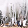Tannenbaum Dekobaum mit Holzfuß Weißgrau 40cm 3er-Set für Innenbereich | Floristik24.at