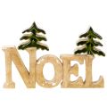 Holzaufsteller Noel mit zwei Tannen 18 cm grün lackiert | Floristik24.at