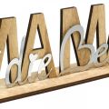 Floristik24 Schriftzug „Mama“, Geschenk zum Muttertag, Holzdeko zum Stellen Natur, Silbern L22cm H7cm 3St