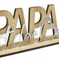 Floristik24 Schriftzug „Papa“, Holzdeko, Himmelfahrt, Geschenk zum Vatertag Natur, Silbern L22,5cm H8cm 3St