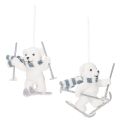 Floristik24 Anhänger Eisbär auf Skiern mit Schal 10 cm, 2er-Set, Kunststoff, Weiß