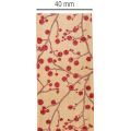 Dekoband Stoff Zweige mit roten Glitterbeeren 40mm 15m Beige | Floristik24.at