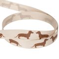Geschenkband Dackelmotiv Creme Braun 15mm x 18m Aus Polyester für Innenbereich | Floristik24.at