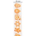 Geschenkband mit Lebkuchenfiguren aus Polyester, 25 mm x 18 m, Weiß-Orange | Floristik24.at
