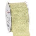 Floristik24 Dekoband aus Polyester mit Glitter 55mm breit 15m hellgrün