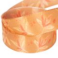 Geschenkband aus Kunstseide mit Blättermotiv 25mm 18m in Herbstfarben | Floristik24.at
