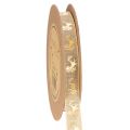 Floristik24 Dekoband aus Polyester mit Hirschmotiv 15mm x 15m in Braun und Gold für Innen