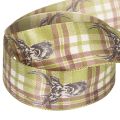 Dekoband Stoff Hirschmotiv Karomuster Grün Braun Beige 40mm 15m | Floristik24.at