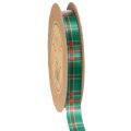Floristik24 Geschenkband kariert Polyester 15mm x 20m Rot-Grün-Weiß Weihnachten