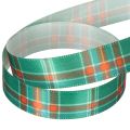 Geschenkband kariert Polyester 15mm x 20m Rot-Grün-Weiß Weihnachten | Floristik24.at