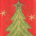 Geschenkband Stoff Tannenbaum Sterne 40mm 15m Rot Grün Gold | Floristik24.at