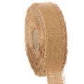Floristik24 Dekoband Baumwolle mit Fransen Braun 40 mm x 30 m für Innenbereich